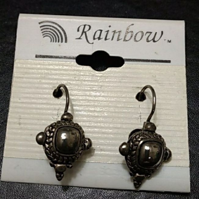 Rainbow Brand Silver Tone Round Earrings